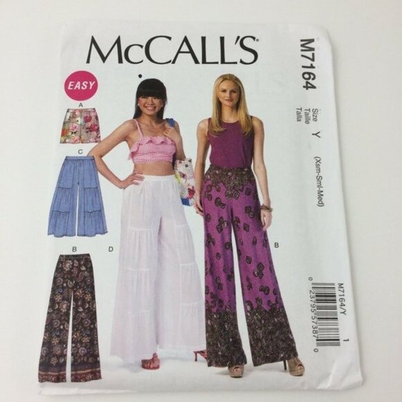 McCalls Pattern M7164 Pants Shorts Wide Leg Uncut Sz 4-14 XS S Med Loose Modest - Picture 1 of 10